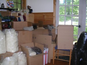 This corner of the studio became the packing area. 